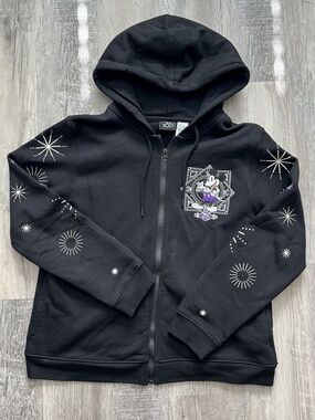 DISNEY 100 Celebration Black Embroidered Hoodie ~Mickey Mouse Minnie Tinkerbell~